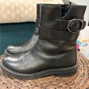 Geox Black Leather Combat Boots